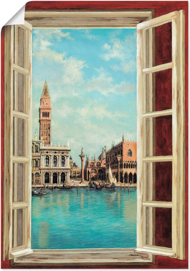 Artland Artprint Raam met uitzicht op Venetië als artprint op linnen poster muursticker in verschillende maten - Foto 4