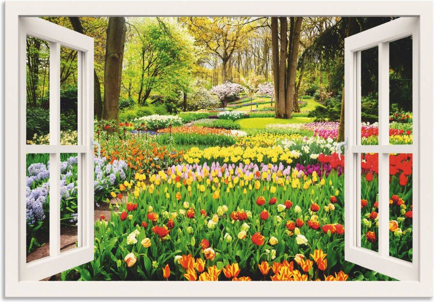 Artland Artprint Raamzicht tulpen tuin lente als artprint van aluminium artprint voor buiten artprint op linnen poster muursticker - Foto 6