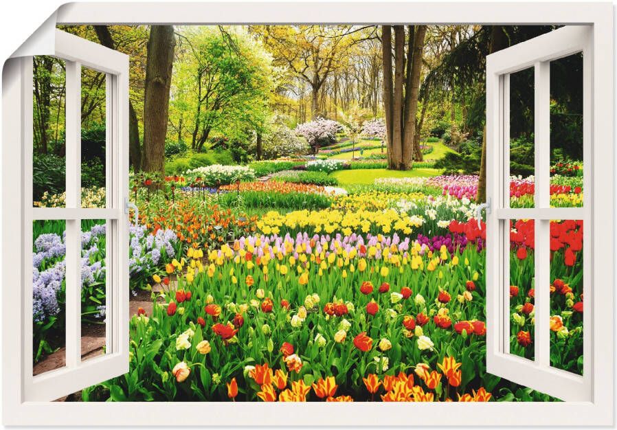 Artland Artprint Raamzicht tulpen tuin lente als artprint van aluminium artprint voor buiten artprint op linnen poster muursticker - Foto 5