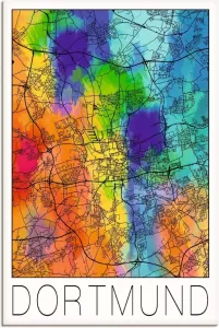 Artland Artprint Retro kaart Dortmund Duitsland in vele afmetingen & productsoorten artprint van aluminium artprint voor buiten artprint op linnen poster muursticker wandfolie ook geschikt voor de badkamer (1 stuk)