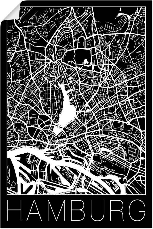 Artland Artprint Retro kaart Hamburg Duitsland zwart als artprint van aluminium artprint voor buiten artprint op linnen poster in verschillende maten. maten - Foto 4