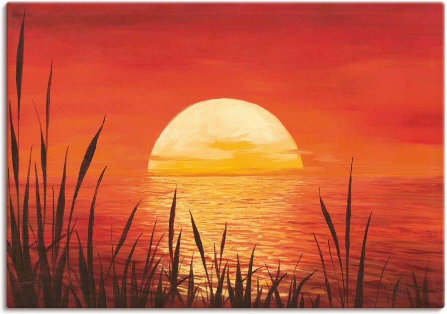 Artland Artprint Rode zonsondergang bij de oceaan als artprint van aluminium artprint voor buiten artprint op linnen poster muursticker - Foto 4