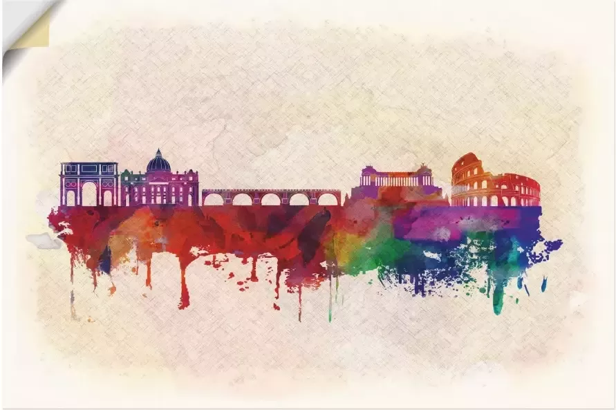 Artland Artprint Rome Italië Skyline in vele afmetingen & productsoorten artprint van aluminium artprint voor buiten artprint op linnen poster muursticker wandfolie ook geschikt voor de badkamer (1 stuk)