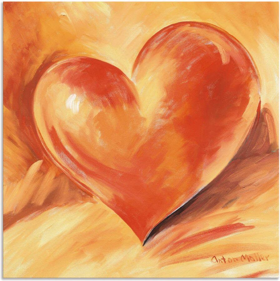 Artland Artprint Rood hart als artprint van aluminium artprint op linnen muursticker verschillende maten