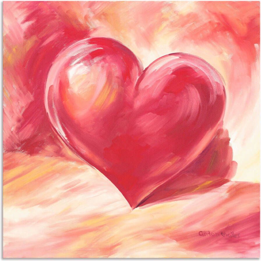 Artland Artprint Roze rood hart als artprint van aluminium artprint voor buiten artprint op linnen poster muursticker - Foto 1