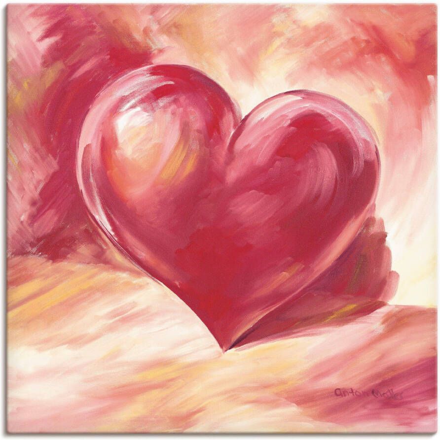 Artland Artprint Roze rood hart als artprint van aluminium artprint voor buiten artprint op linnen poster muursticker - Foto 4