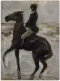 Artland Artprint Ruiter linksaf op het strand. 1912 in vele afmetingen & productsoorten -artprint op linnen poster muursticker wandfolie ook geschikt voor de badkamer (1 stuk) - Thumbnail 1