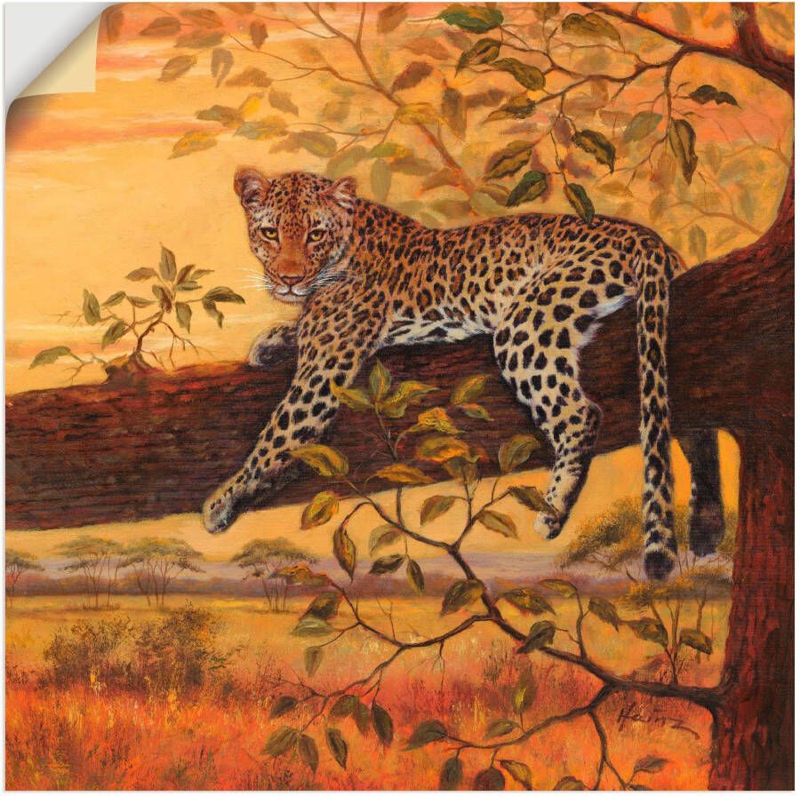Artland Artprint Rustend luipaard als artprint op linnen muursticker in verschillende maten - Foto 1