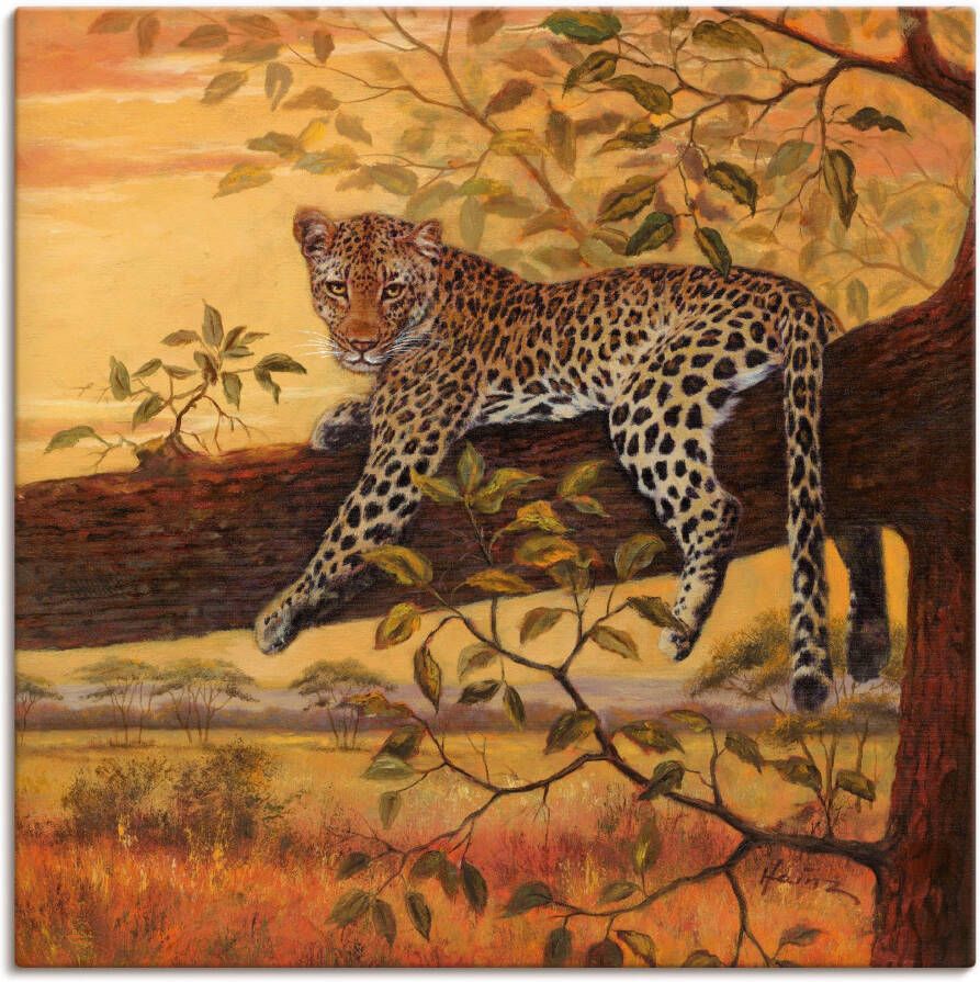 Artland Artprint Rustend luipaard als artprint op linnen muursticker in verschillende maten - Foto 1