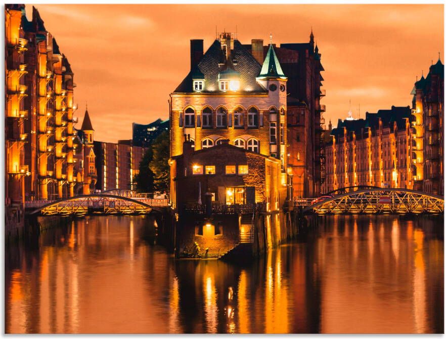 Artland Artprint Speicherstadt in Hamburg als artprint van aluminium artprint voor buiten artprint op linnen in verschillende maten