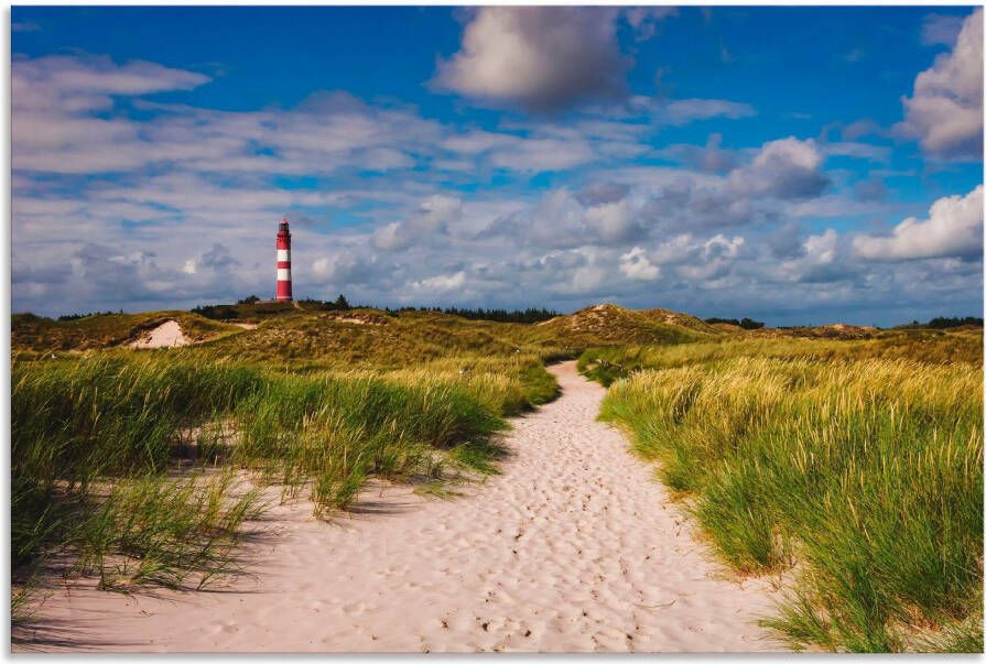 Artland Artprint Strandweg naar de vuurtoren eiland Amrum als artprint van aluminium artprint voor buiten artprint op linnen poster in verschillende maten. maten