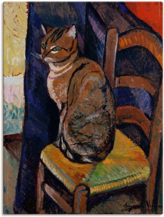 Artland Artprint Tekening stoel zittende kat. als artprint op linnen poster muursticker in verschillende maten