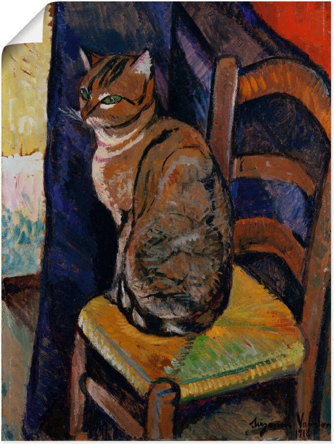 Artland Artprint Tekening stoel zittende kat. als artprint op linnen poster muursticker in verschillende maten