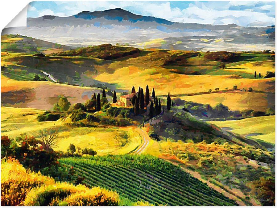 Artland Artprint Toscane van bovenaf als artprint op linnen poster in verschillende formaten maten - Foto 5