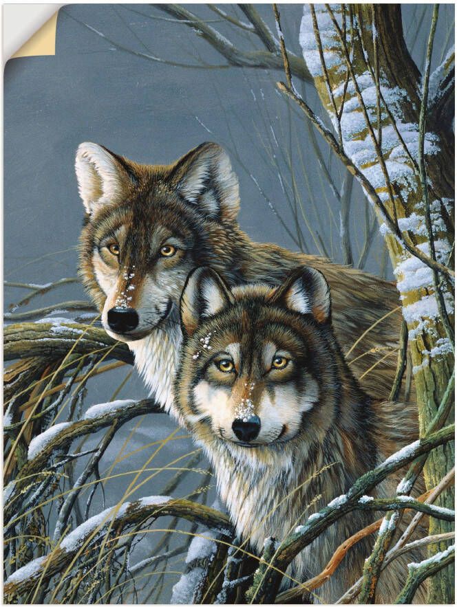 Artland Artprint Twee wolven als artprint op linnen muursticker of poster in verschillende maten