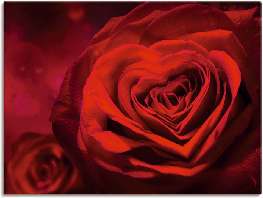 Artland Artprint Valentijnsuitnodiging met harten en rozen als artprint op linnen poster muursticker in verschillende maten - Foto 4