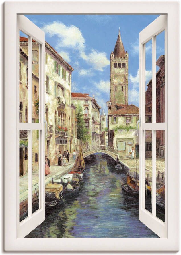 Artland Artprint Venetië idyllische avondimpressie Venetië als artprint op linnen muursticker in verschillende maten
