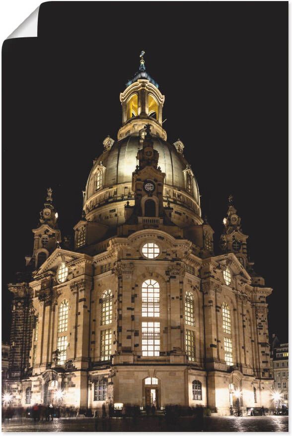 Artland Artprint Verlichte Frauenkirche in Dresden als artprint op linnen poster in verschillende formaten maten