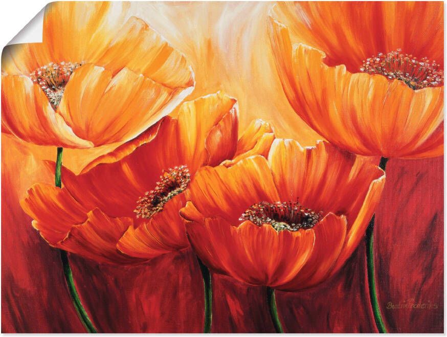 Artland Artprint Vier klaprozen als artprint op linnen poster in verschillende formaten maten - Foto 6