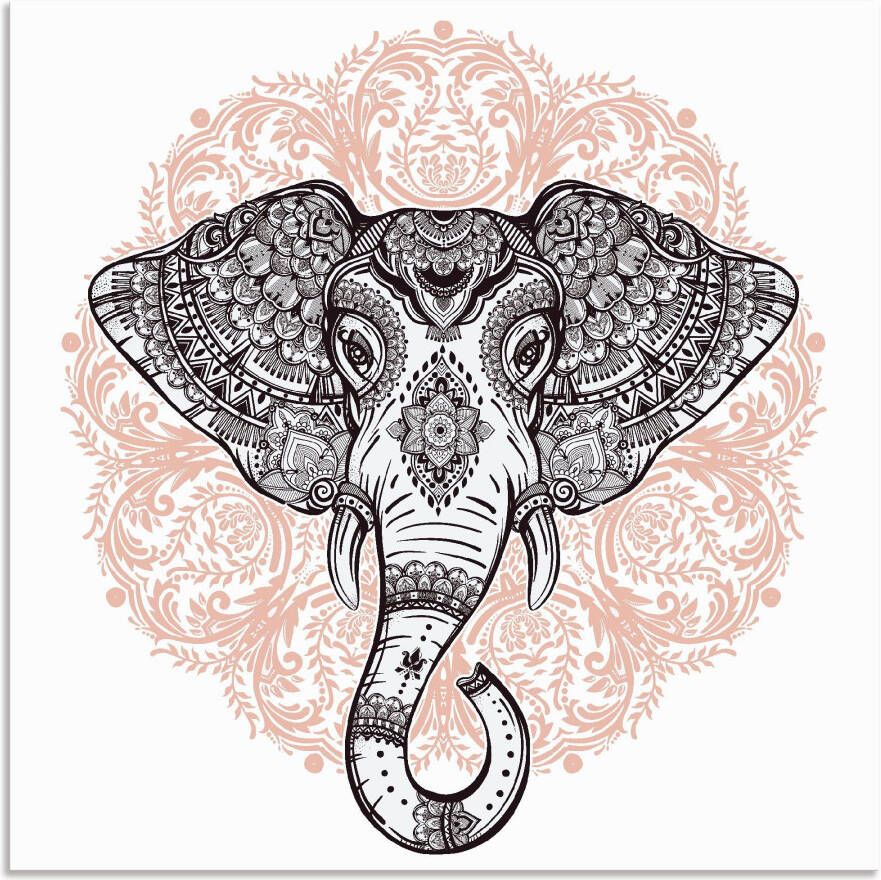 Artland Artprint Vintage mandala olifant als artprint op linnen poster muursticker in verschillende maten - Foto 1