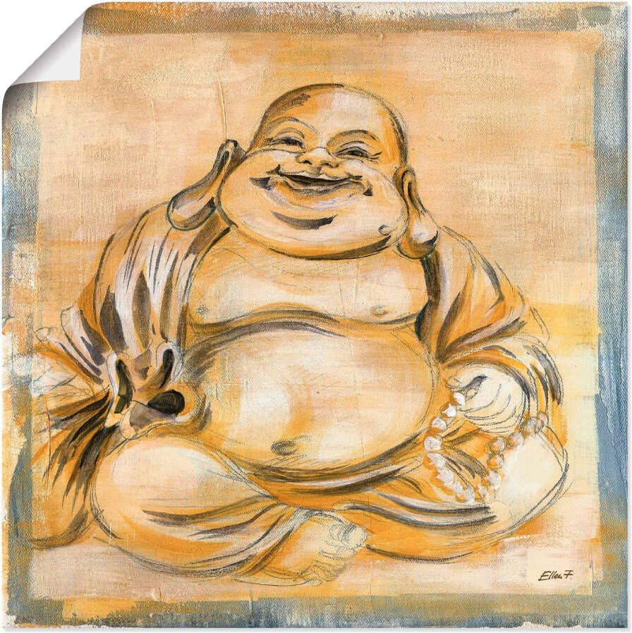 Artland Artprint Vrolijke boeddha I als artprint op linnen poster muursticker in verschillende maten - Foto 4