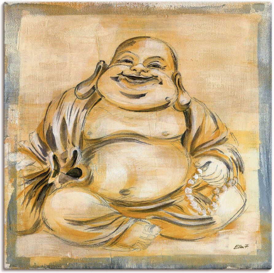 Artland Artprint Vrolijke boeddha I als artprint op linnen poster muursticker in verschillende maten