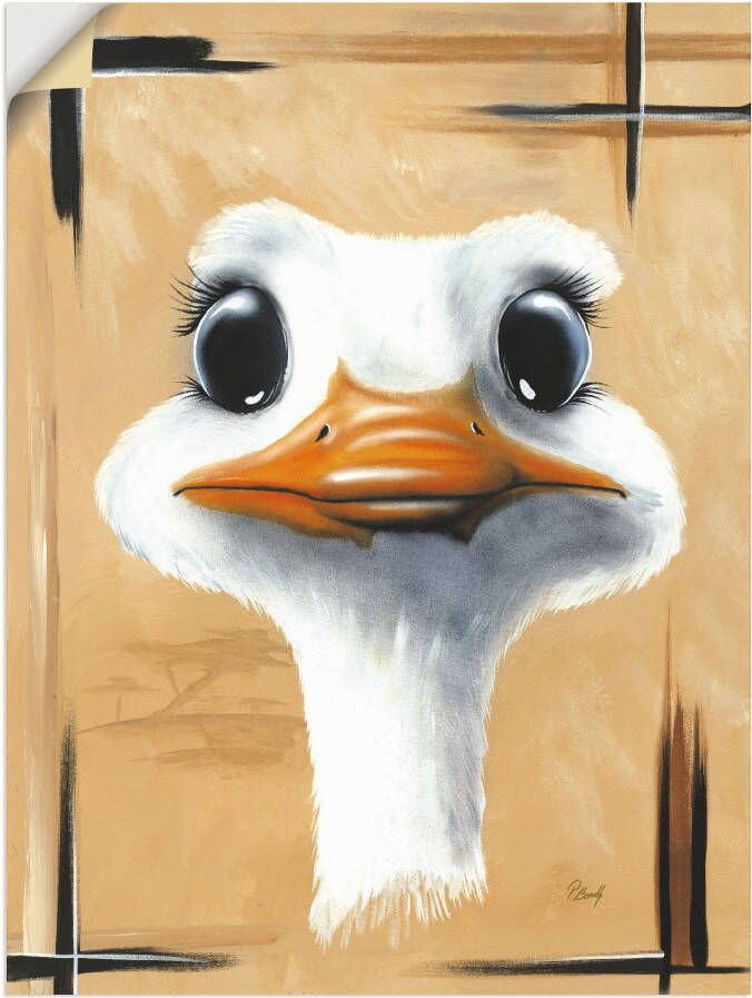 Artland Artprint Vrolijke struisvogel als poster muursticker in verschillende maten