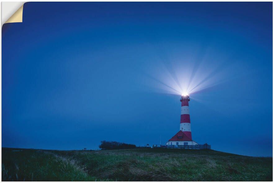 Artland Artprint Vuurtoren Westerheversand s avonds als artprint van aluminium artprint op linnen muursticker of poster in verschillende maten