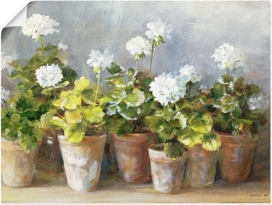 Artland Artprint Witte geraniums als artprint op linnen poster in verschillende formaten maten
