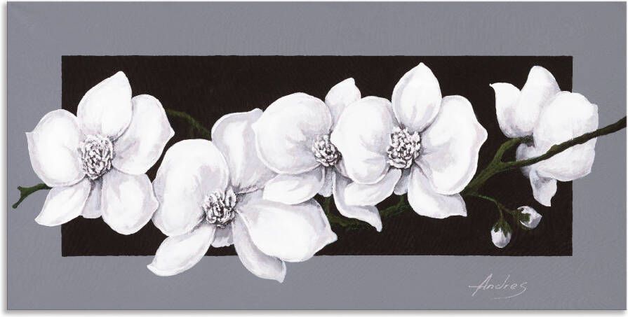 Artland Artprint Witte orchideeën op grijs als artprint van aluminium artprint voor buiten artprint op linnen poster muursticker - Foto 5