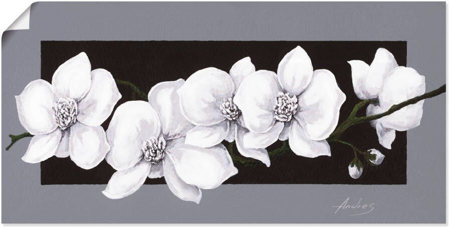 Artland Artprint Witte orchideeën op grijs als artprint van aluminium artprint voor buiten artprint op linnen poster muursticker