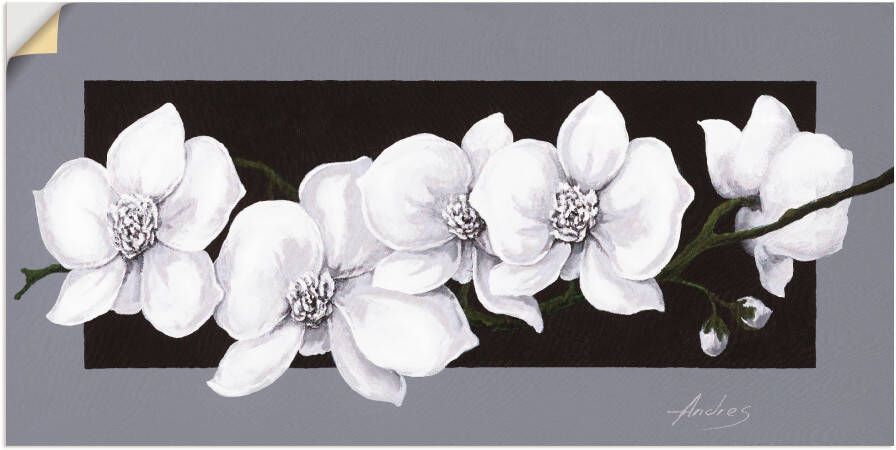 Artland Artprint Witte orchideeën op grijs als artprint van aluminium artprint voor buiten artprint op linnen poster muursticker - Foto 4