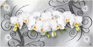 Artland Artprint Witte orchideeën op ornamenten in vele afmetingen & productsoorten artprint van aluminium artprint voor buiten artprint op linnen poster muursticker wandfolie ook geschikt voor de badkamer (1 stuk)
