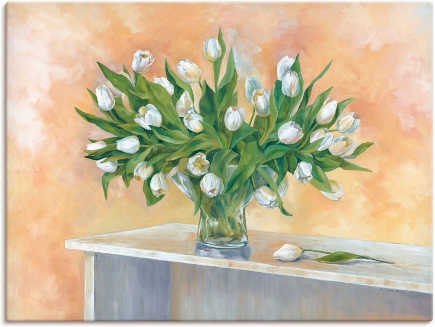 Artland Artprint Witte tulpen als artprint op linnen muursticker in verschillende maten - Foto 1