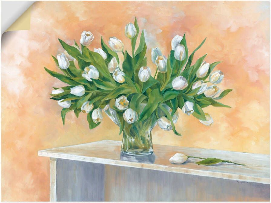 Artland Artprint Witte tulpen als artprint op linnen muursticker in verschillende maten - Foto 5