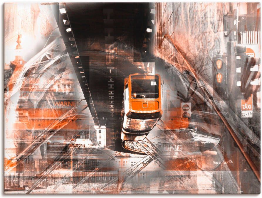 Artland Artprint op linnen Wuppertal skyline abstracte collage als artprint op linnen muursticker of poster in verschillende maten