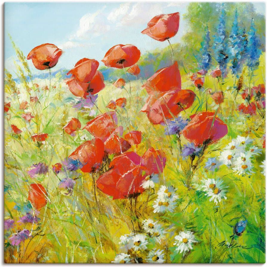 Artland Artprint op linnen Zomerweide met klaprozen - Foto 3