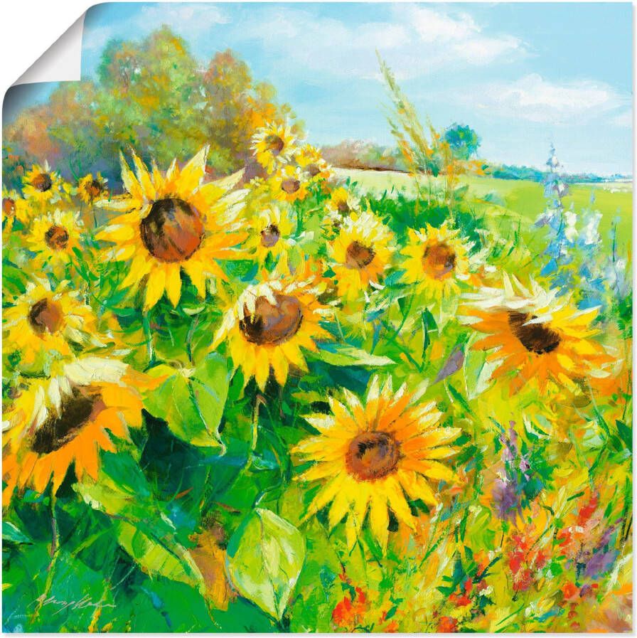 Artland Artprint Zomerweide met zonnebloemen als artprint van aluminium artprint voor buiten artprint op linnen poster muursticker - Foto 6