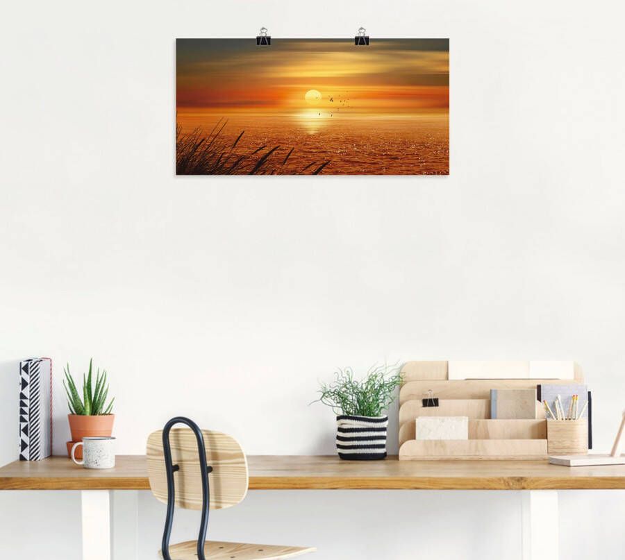 Artland Artprint Zonsondergang boven de zee als artprint op linnen poster muursticker in verschillende maten - Foto 3