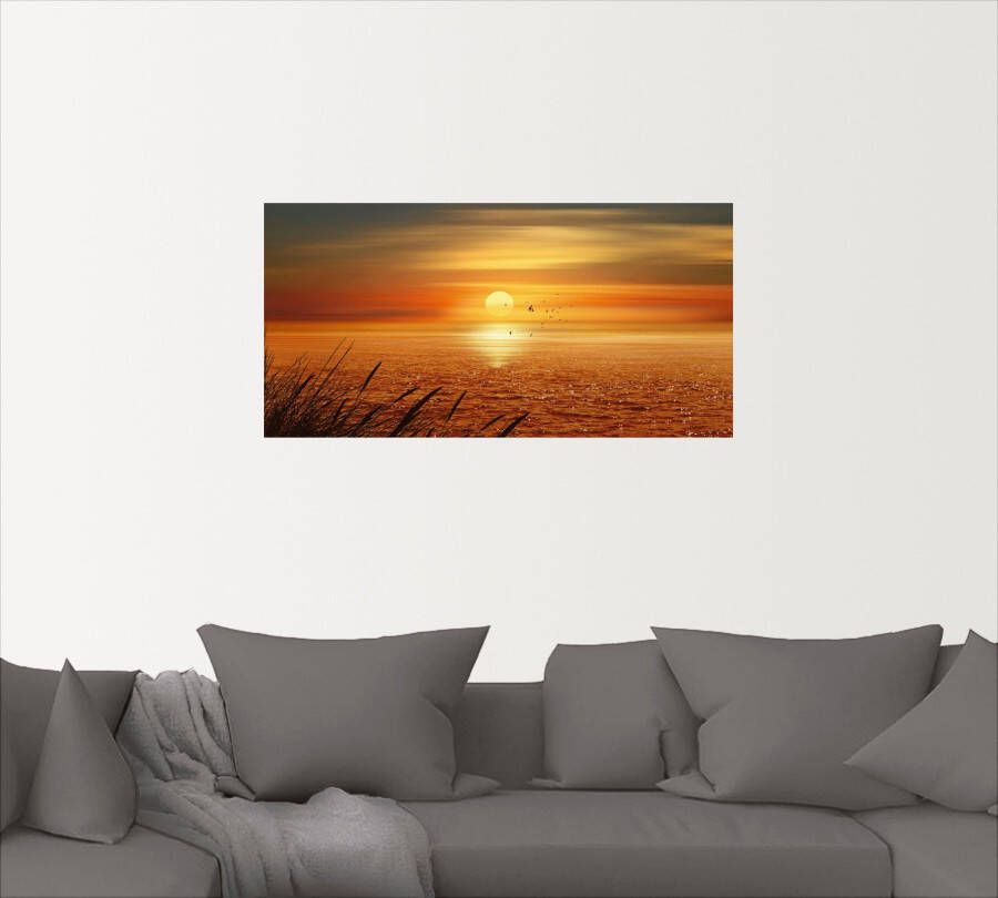 Artland Artprint Zonsondergang boven de zee als artprint op linnen poster muursticker in verschillende maten - Foto 3