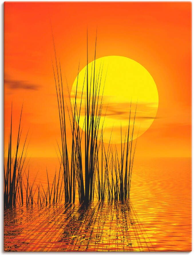 Artland Artprint op linnen Zonsondergang met riet - Foto 5