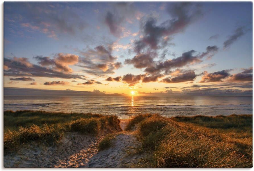 Artland Artprint op linnen Zonsondergang op Sylt