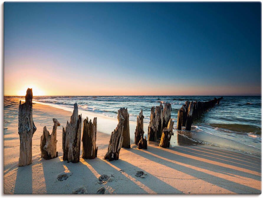 Artland Artprint Zonsondergang strand golfbreker als artprint van aluminium artprint voor buiten artprint op linnen poster muursticker - Foto 4