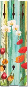 Artland Kapstok Veelkleurige bloemen ruimtebesparende kapstok van hout met 5 haken geschikt voor kleine smalle hal halkapstok