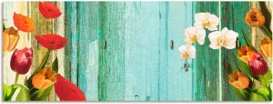 Artland Kapstok Veelkleurige bloemen van hout met 4 sleutelhaakjes – sleutelbord sleutelborden sleutelhouder sleutelhanger voor de hal – stijl: modern