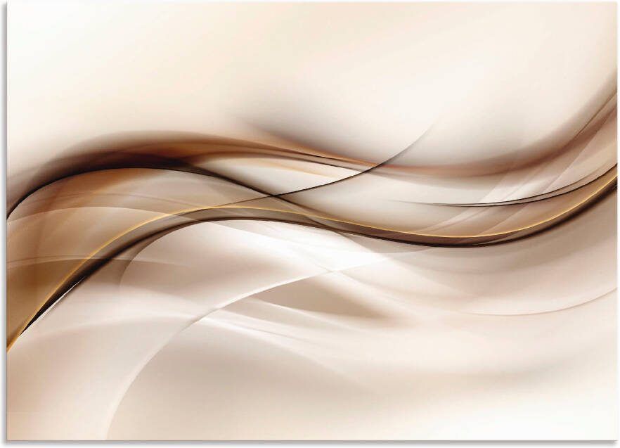 Artland Keukenwand Bruine abstracte golf Aluminium spatscherm met plakband gemakkelijke montage