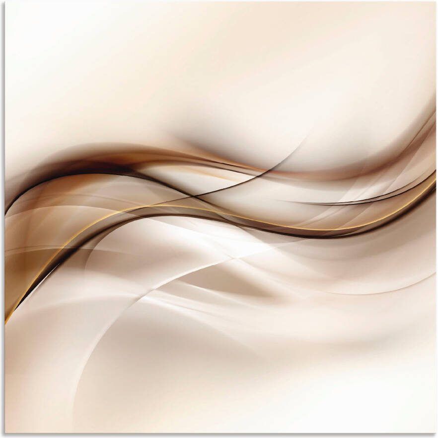 Artland Keukenwand Bruine abstracte golf Aluminium spatscherm met plakband gemakkelijke montage