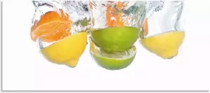 Artland Keukenwand Citrusvruchten vallen in helder water zelfklevend in vele maten spatscherm keuken achter kookplaat en spoelbak als wandbescherming tegen vet water en vuil achterwand wandbekleding van aluminium (1-delig)