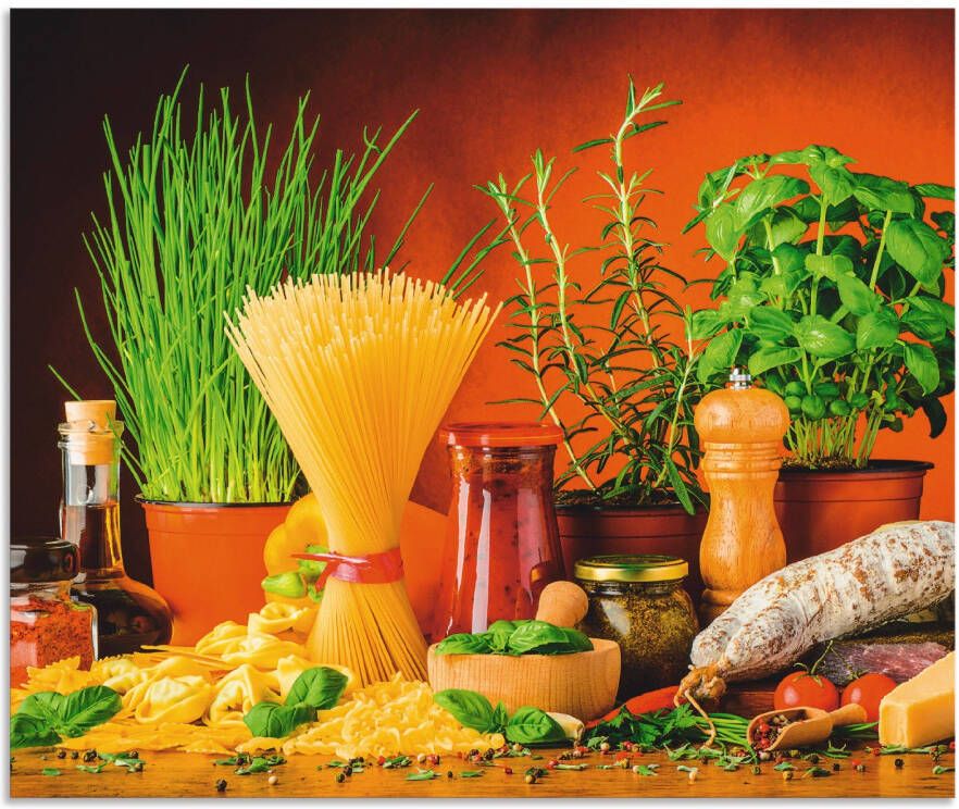 Artland Keukenwand Mediterraans en Italiaans eten Aluminium spatscherm met plakband gemakkelijke montage - Foto 4