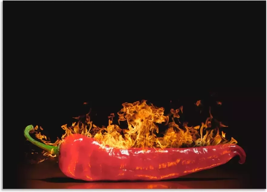 Artland Keukenwand Rode hete chilipeper zelfklevend in vele maten spatscherm keuken achter kookplaat en spoelbak als wandbescherming tegen vet water en vuil achterwand wandbekleding van aluminium (1-delig)